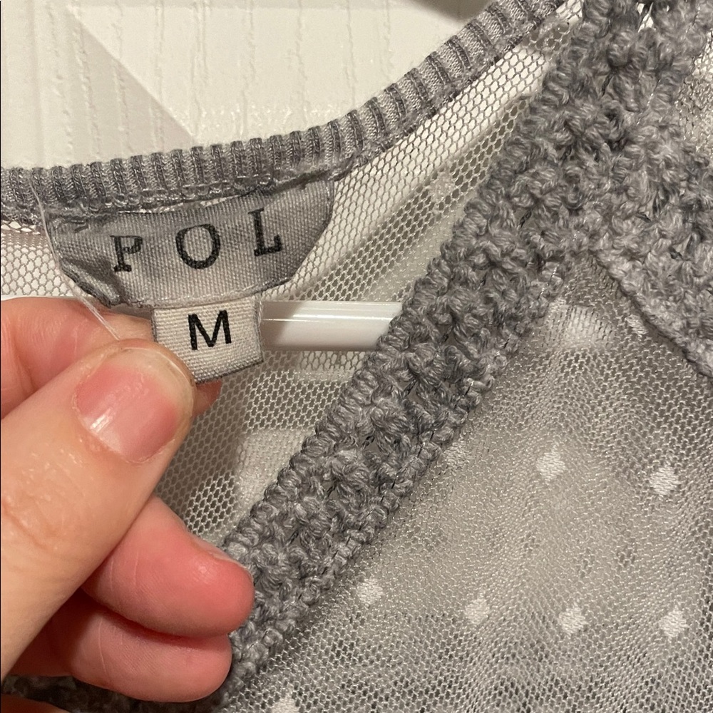 POL Gray Mesh Knit Top - Picture 2 of 4